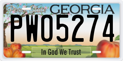 GA license plate PWO5274