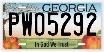 GA license plate PWO5292