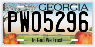 GA license plate PWO5296