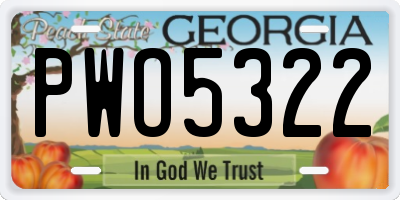 GA license plate PWO5322