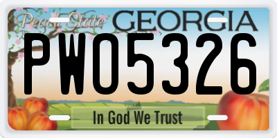 GA license plate PWO5326