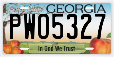 GA license plate PWO5327
