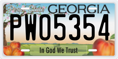 GA license plate PWO5354