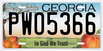 GA license plate PWO5366