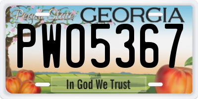 GA license plate PWO5367