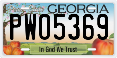GA license plate PWO5369