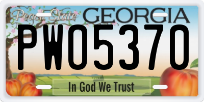 GA license plate PWO5370