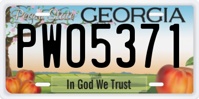 GA license plate PWO5371