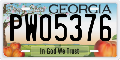 GA license plate PWO5376