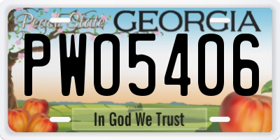 GA license plate PWO5406