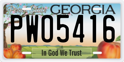 GA license plate PWO5416