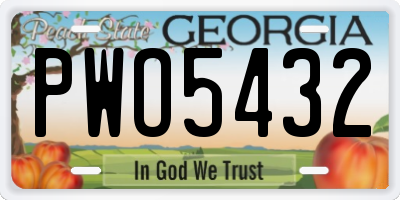 GA license plate PWO5432