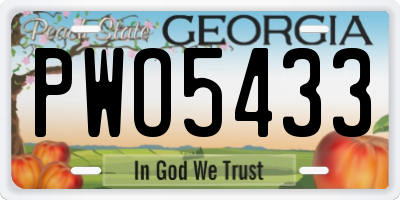 GA license plate PWO5433
