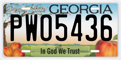 GA license plate PWO5436