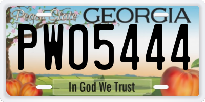 GA license plate PWO5444