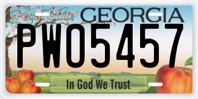 GA license plate PWO5457