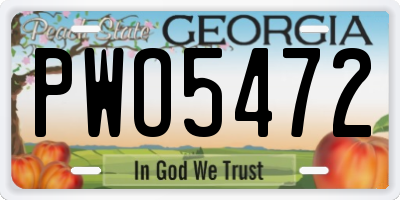 GA license plate PWO5472