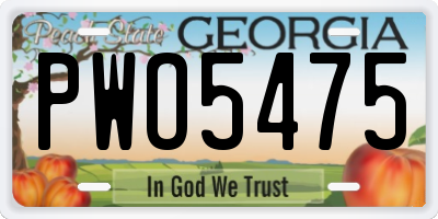 GA license plate PWO5475