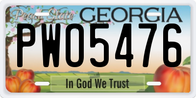 GA license plate PWO5476