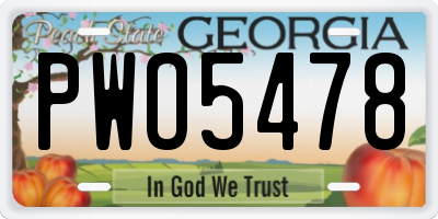 GA license plate PWO5478