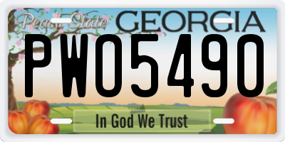 GA license plate PWO5490