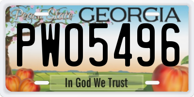 GA license plate PWO5496