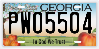 GA license plate PWO5504