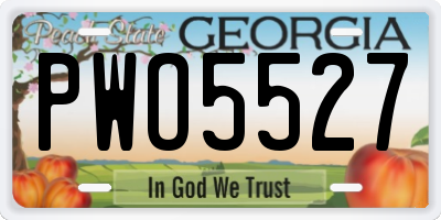 GA license plate PWO5527