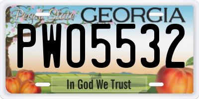 GA license plate PWO5532