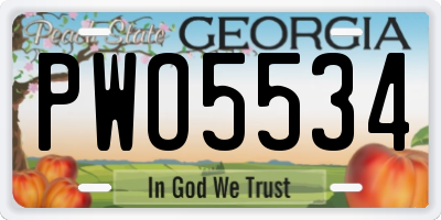 GA license plate PWO5534