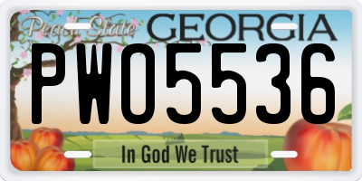GA license plate PWO5536