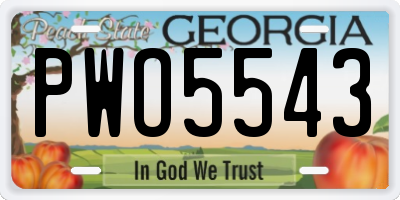 GA license plate PWO5543