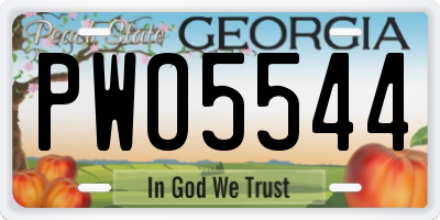 GA license plate PWO5544
