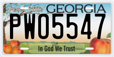 GA license plate PWO5547