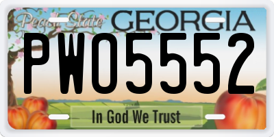 GA license plate PWO5552
