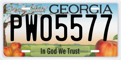 GA license plate PWO5577
