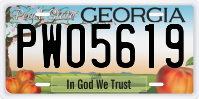 GA license plate PWO5619