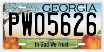 GA license plate PWO5626