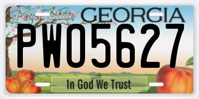 GA license plate PWO5627