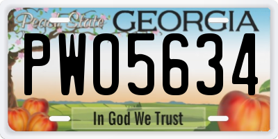 GA license plate PWO5634