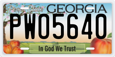 GA license plate PWO5640