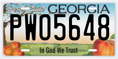 GA license plate PWO5648