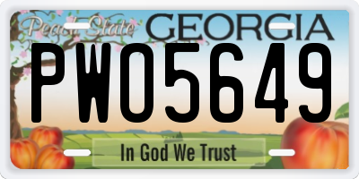 GA license plate PWO5649