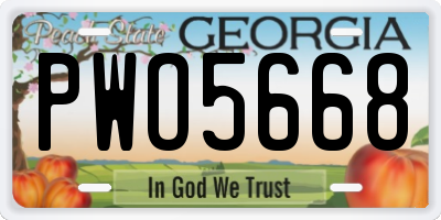GA license plate PWO5668