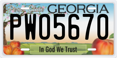 GA license plate PWO5670