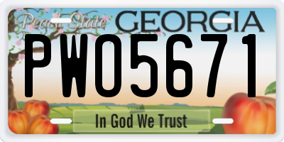 GA license plate PWO5671