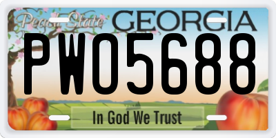 GA license plate PWO5688