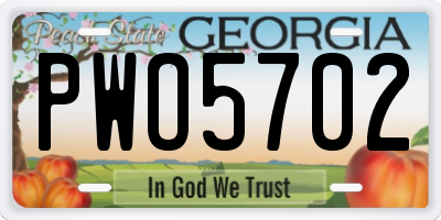 GA license plate PWO5702