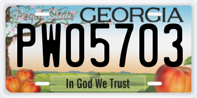 GA license plate PWO5703