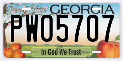 GA license plate PWO5707